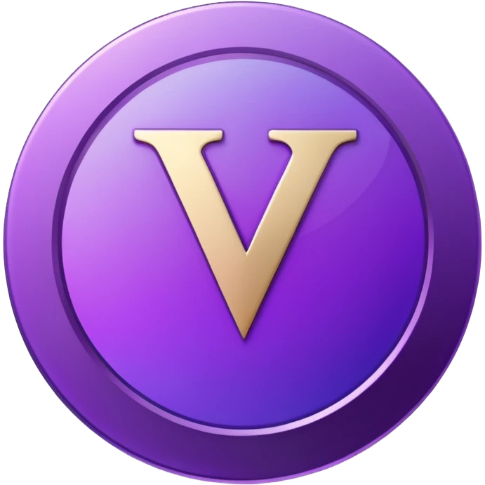 Purple modern Gradient coin with letter V emoji