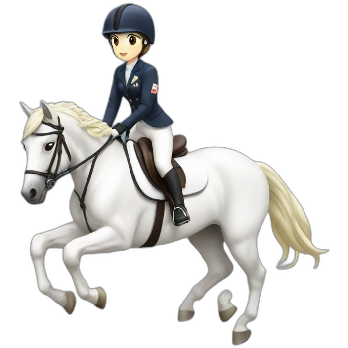white-hourse-with-olympics-jumping-compelition-rider—japanese-girl emoji