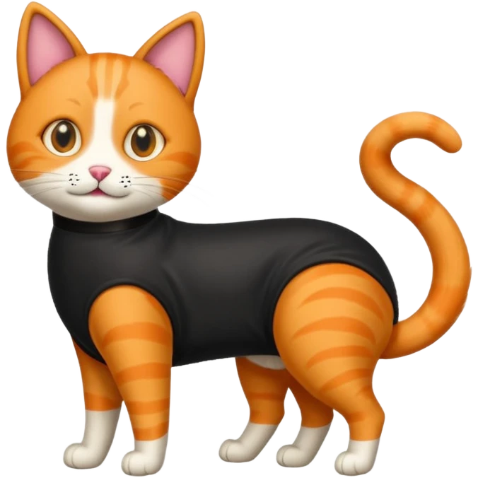 an orange cat that has a fully black dog costume on emoji