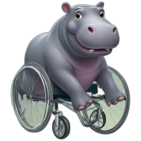 Hippo using wheelchair emoji