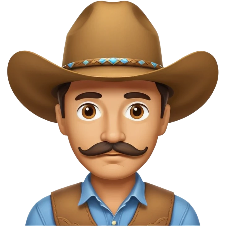 Man with cowboy hat, has mustache emoji