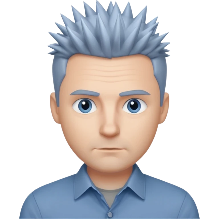 40 yr old white man short spike hair grey dress shirt blue eyes no smile emoji