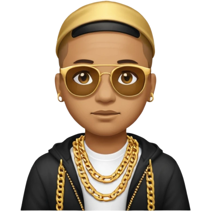 rapper emoji with gold chain and sunglasses, confident expression emoji