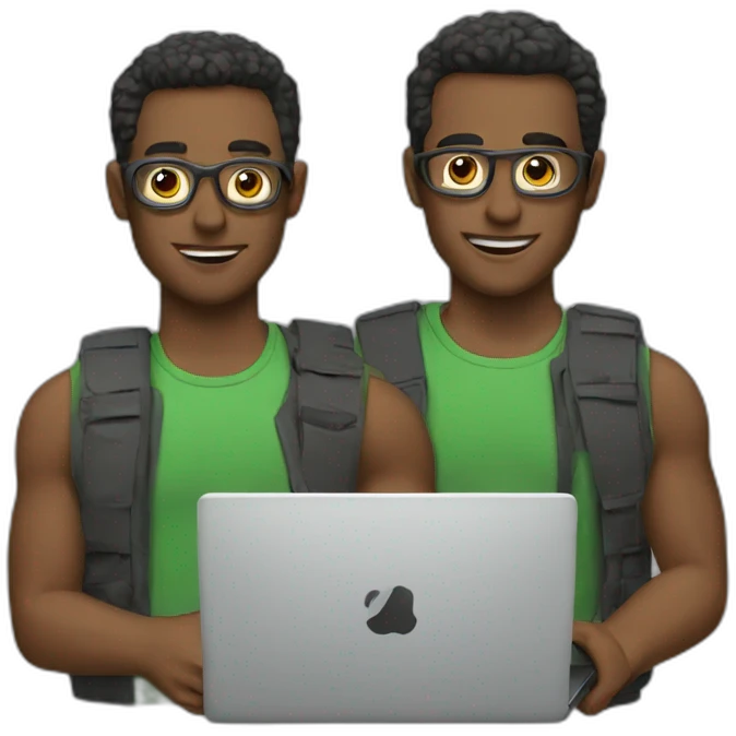 two guys with a laptop emoji