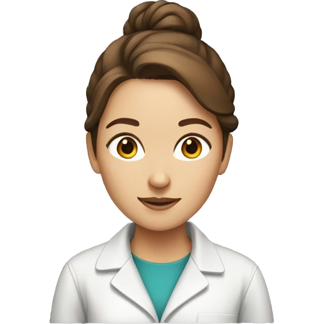 Female scientist with brown hair in a bun  emoji