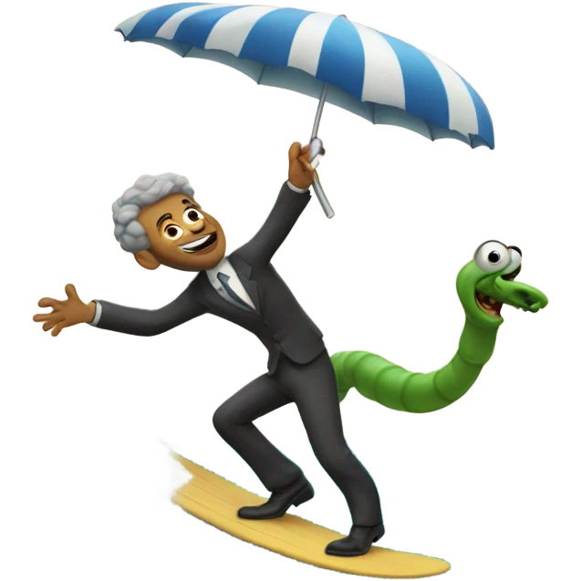 Worm surfing with a Jewish man emoji