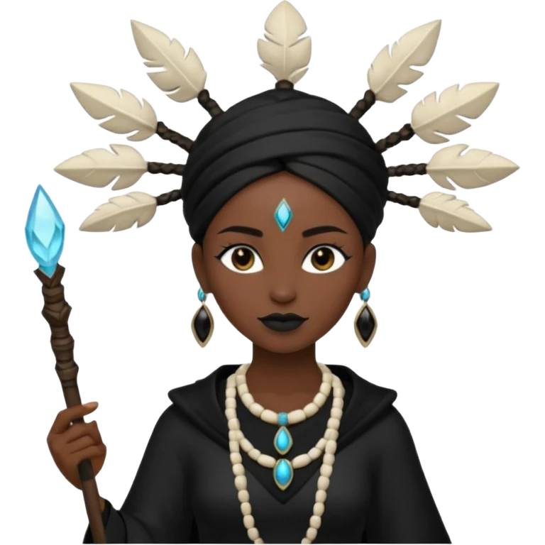 white shaman woman black clothes black accesories  emoji