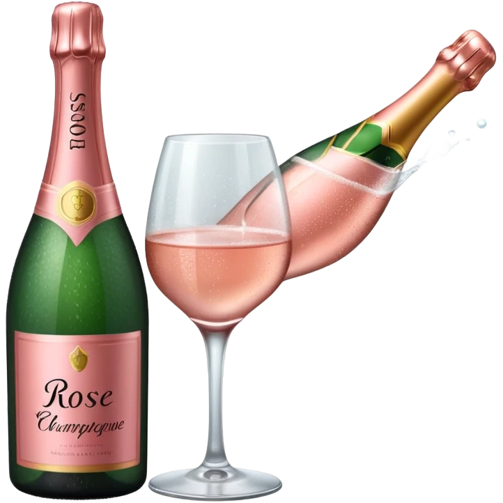 bottle of sparkling rose champagne tilted up and to the right emoji