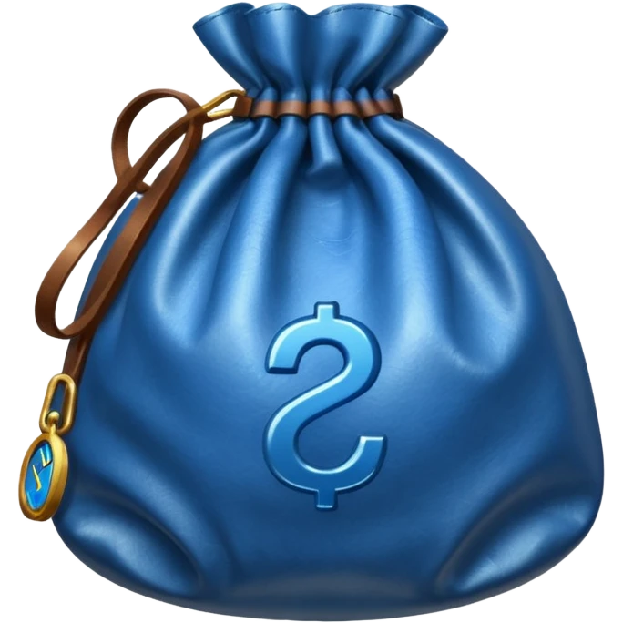 blue coins outside a brown money bag  emoji