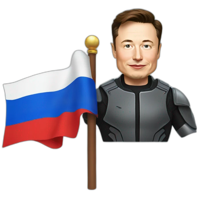 Elon musk holding Russian flag emoji