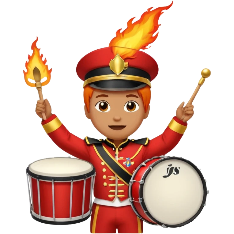 A loud fan with a marching drum, beating it with fiery enthusiasm. emoji