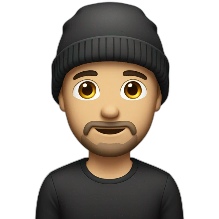 one white guy with black beanie hat and small beard emoji
