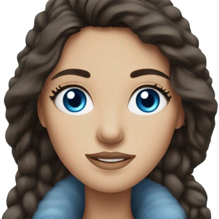 Blue-eyed brunette in a blizzard emoji