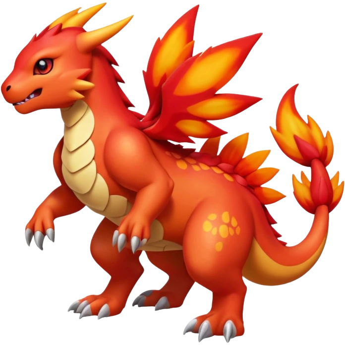 Cute Shiny Guilmon-Quilava-Fakémon-hybrid-creature (full body)  emoji