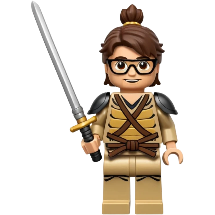 lego Samurai with glasses, Warrior in samurai armor, with katana emoji