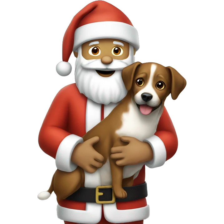 Santa holding dog emoji