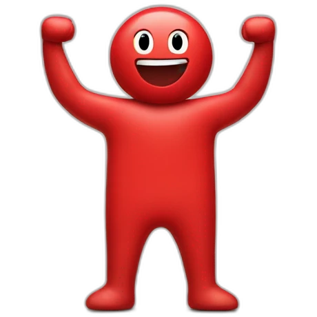 Red M with a face on it and arms and legs emoji