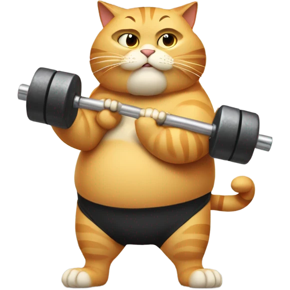 big strong fat cat lifting weight emoji