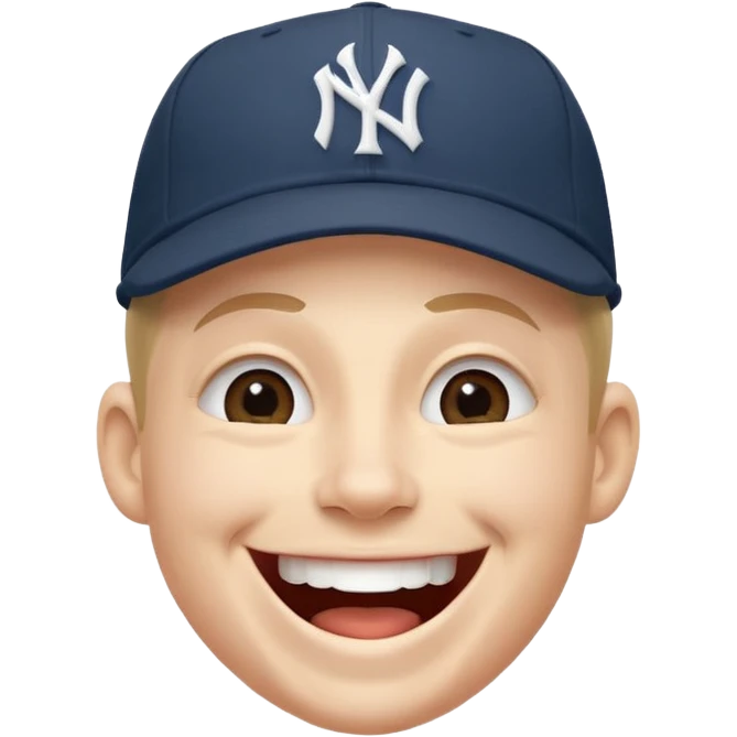 Laughing face wearing ny yankee cap emoji
