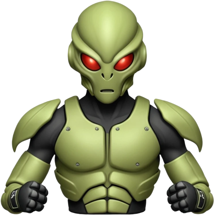 insectoid alien MMA fighter portrait, head and shoulders only, armored exoskeleton skin, sharp eyes, combat gloves, aggressive stance, 3D cartoon, mobile game icon style, clean background, no text, no watermark
 emoji