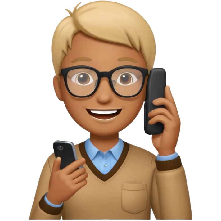 A 3D bitmoji talking on mobile with someone emoji