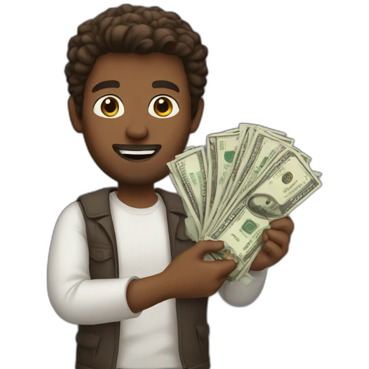 white man with brown hair holding money emoji
