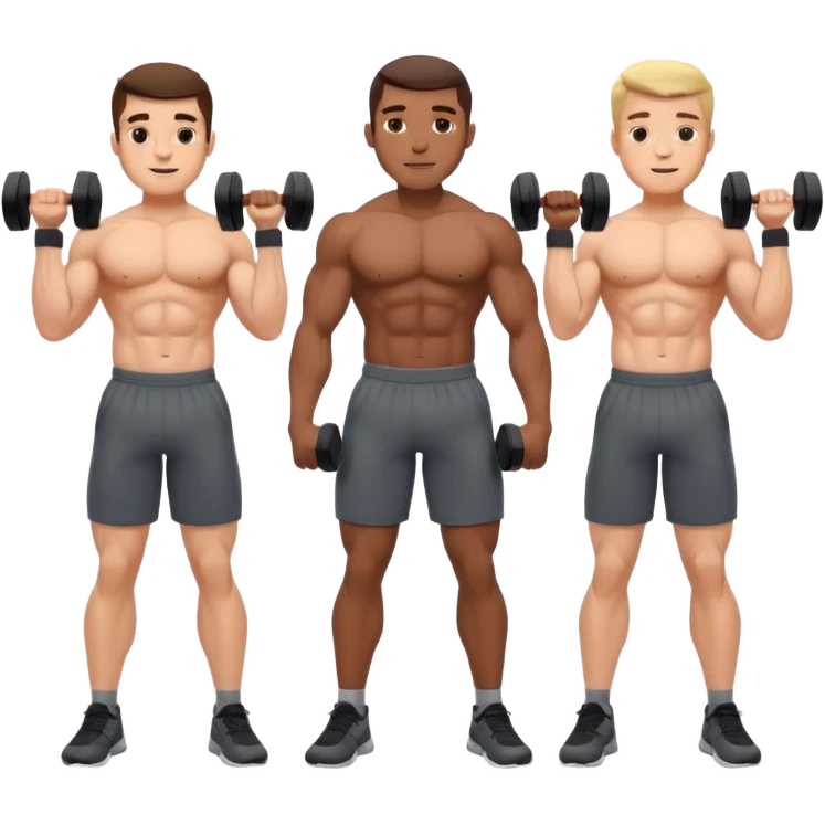 Three musketeers doing a gym workout emoji