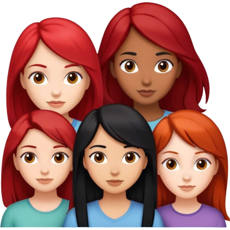 Three girl friends one black hair one red hair one brown hair  emoji