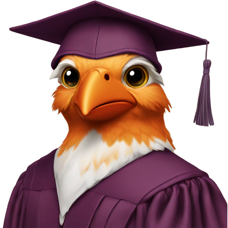 hokie bird wearing Graduation Cap emoji