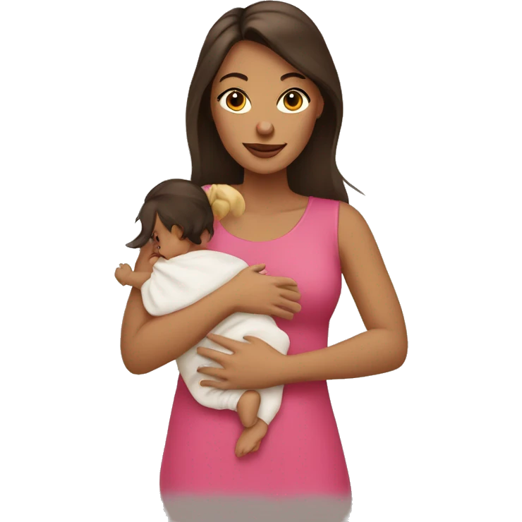 Brunette mom and baby girl emoji