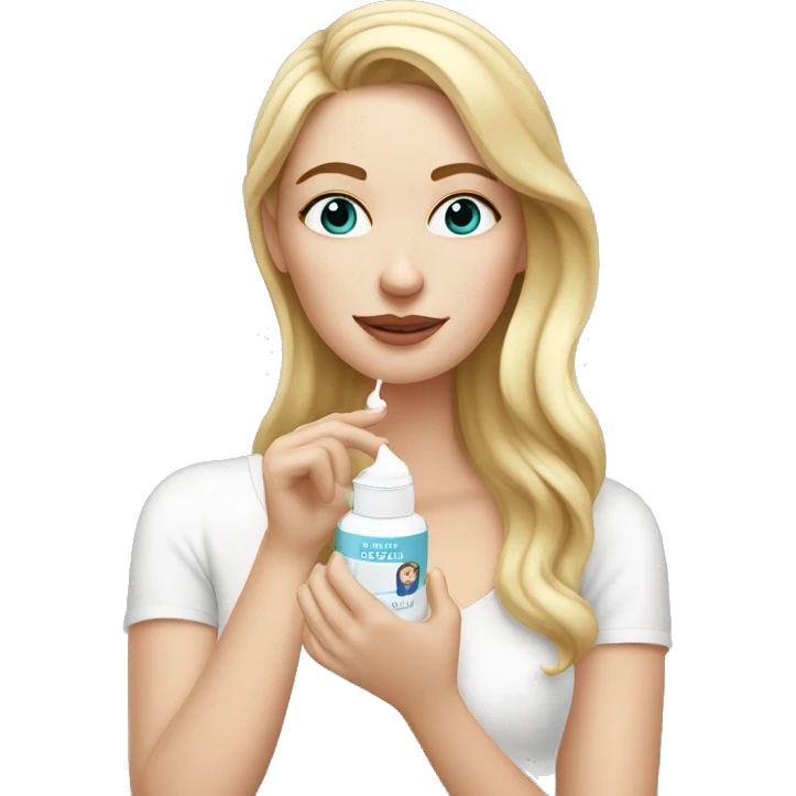 white girl applying cream on face emoji