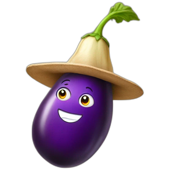 eggplant with hat emoji