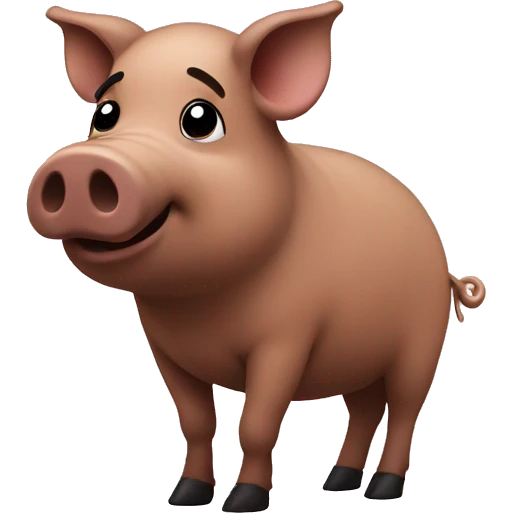 brown pig with black afro emoji