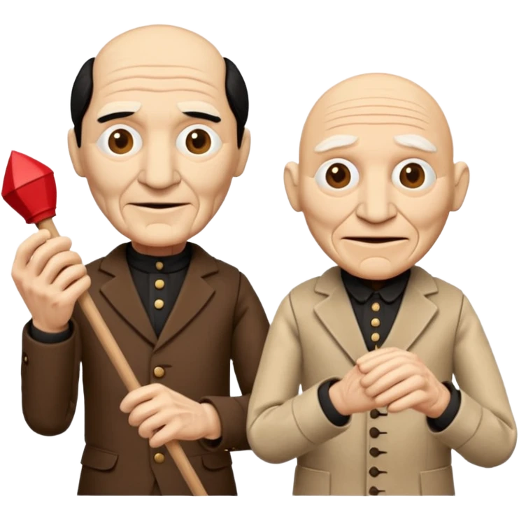 a puppet master moving two puppets emoji