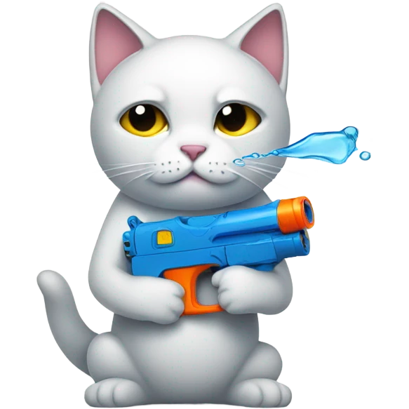 A sad cat with a water gun  emoji