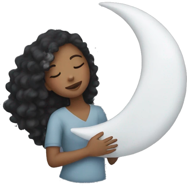 mixed girl hugging moon emoji