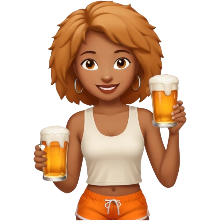 Hot wife in tank top and big boobs young African american, like picture three but put a beer in her hand and white top with orange shorts emoji