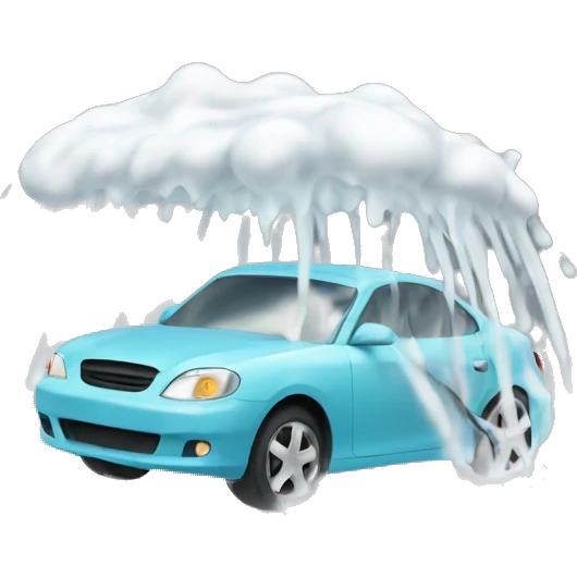 car being washed, covered in foam emoji