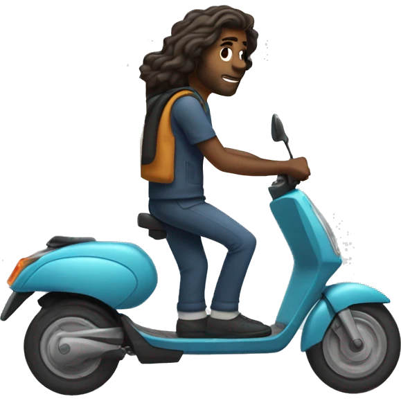 delivery man with long wavy hair on e-scooter emoji