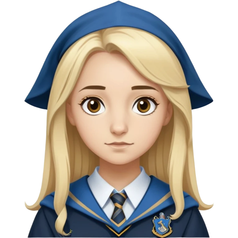 Gemma Padley is Penelope Clearwater in harry potter, wear hogwarts Ravenclaw uniform, blonde hair, brown eyes emoji