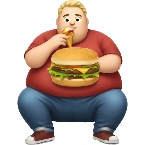 Fat guy eating a burger emoji