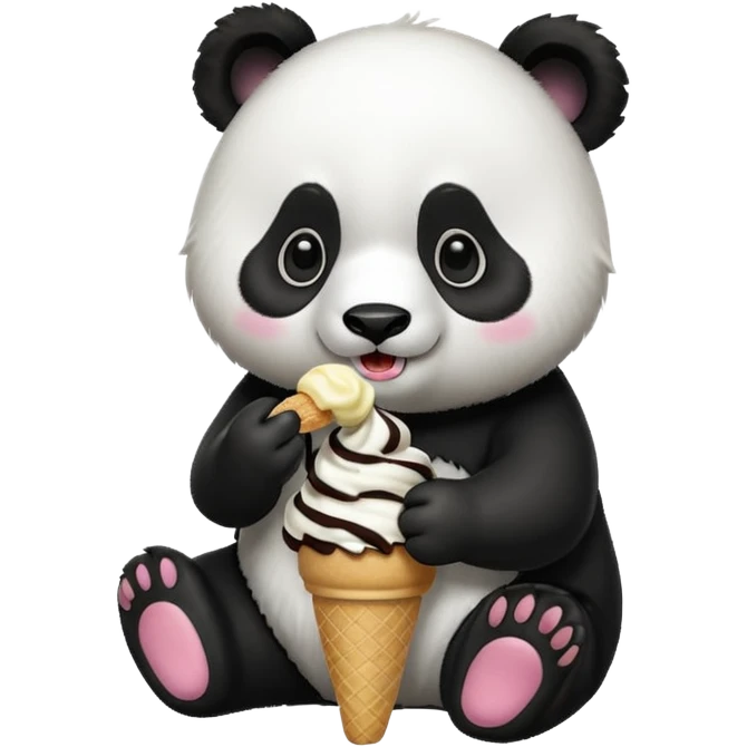 Panda eating ice cream emoji