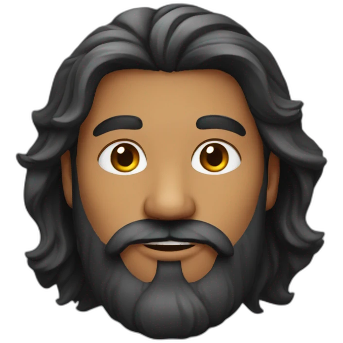 Indian man with long wavy hair and well groomed beard emoji