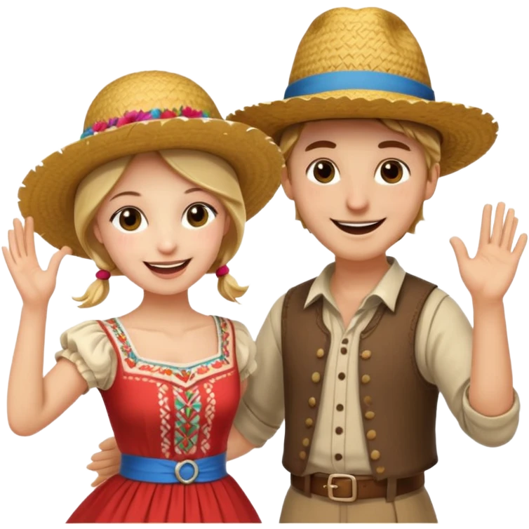 casal de branco  dançando quadrilha festa junina emoji