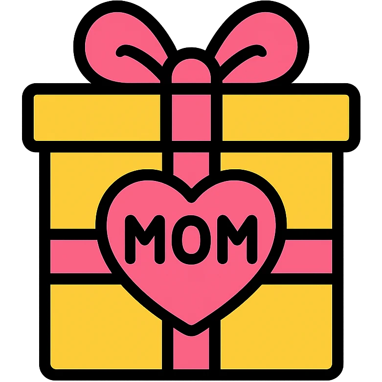 Mother's Day icon, gift box with ribbon, color icon style emoji