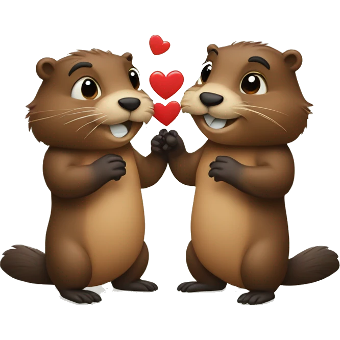Two Beavers  in love emoji