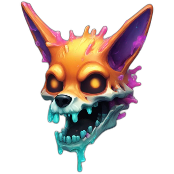 Melting Neon Zombie skeleton fox emoji