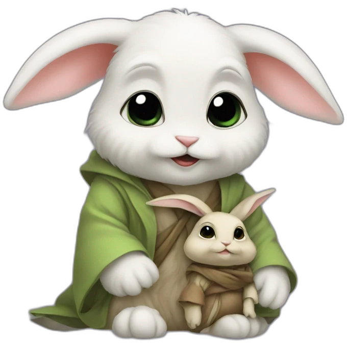 Lapin avec bébé Yoda emoji