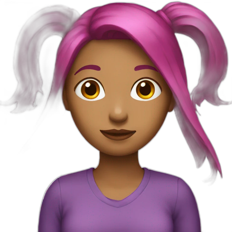 Girl with long bob magenta hair  emoji