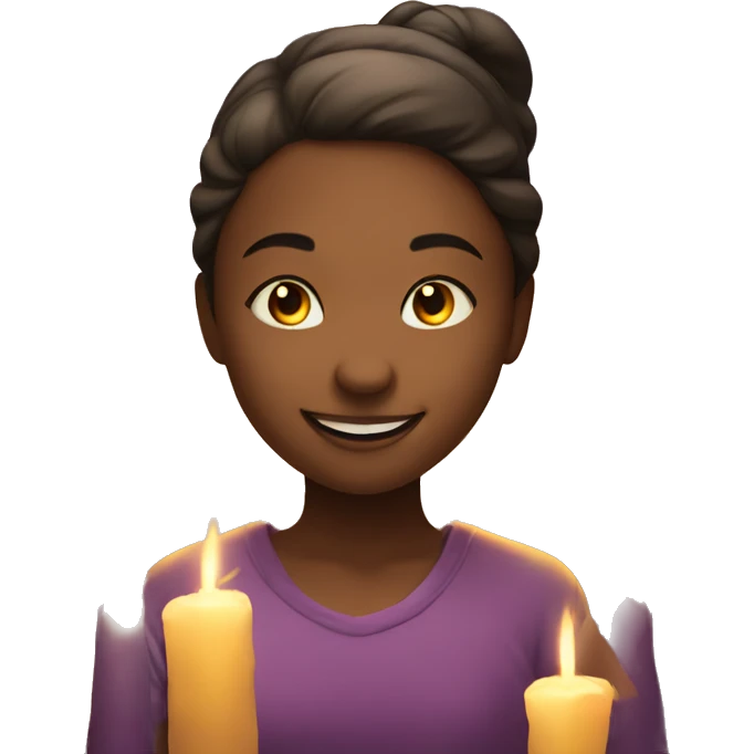 smiling girl with candle light emoji